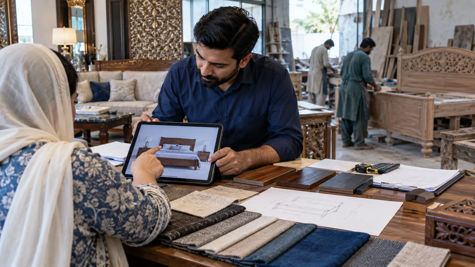 Furniture manufacturing software: custom orders, wood and karigar hisaab