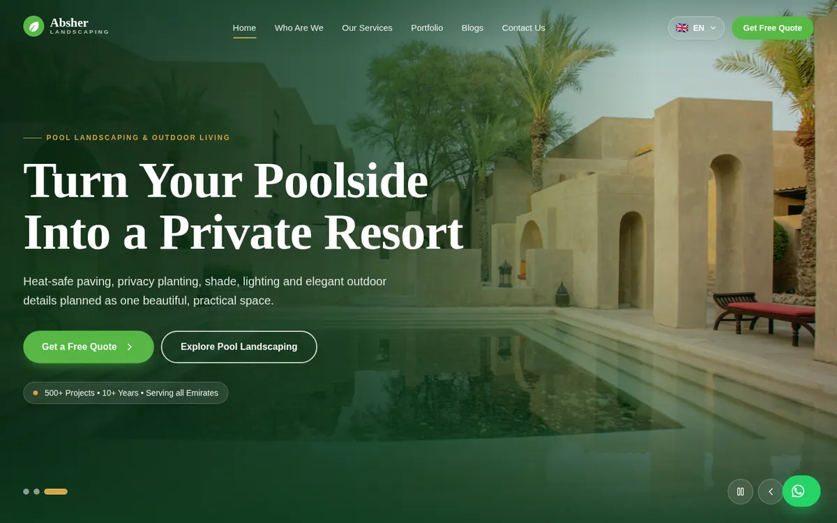 Absher Landscaping website home page