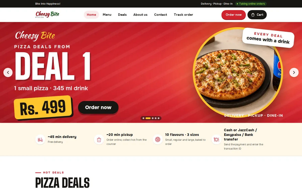 Cheesy Bite website home page