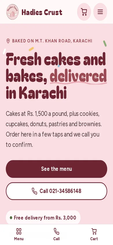Hadie's Crust website on a phone