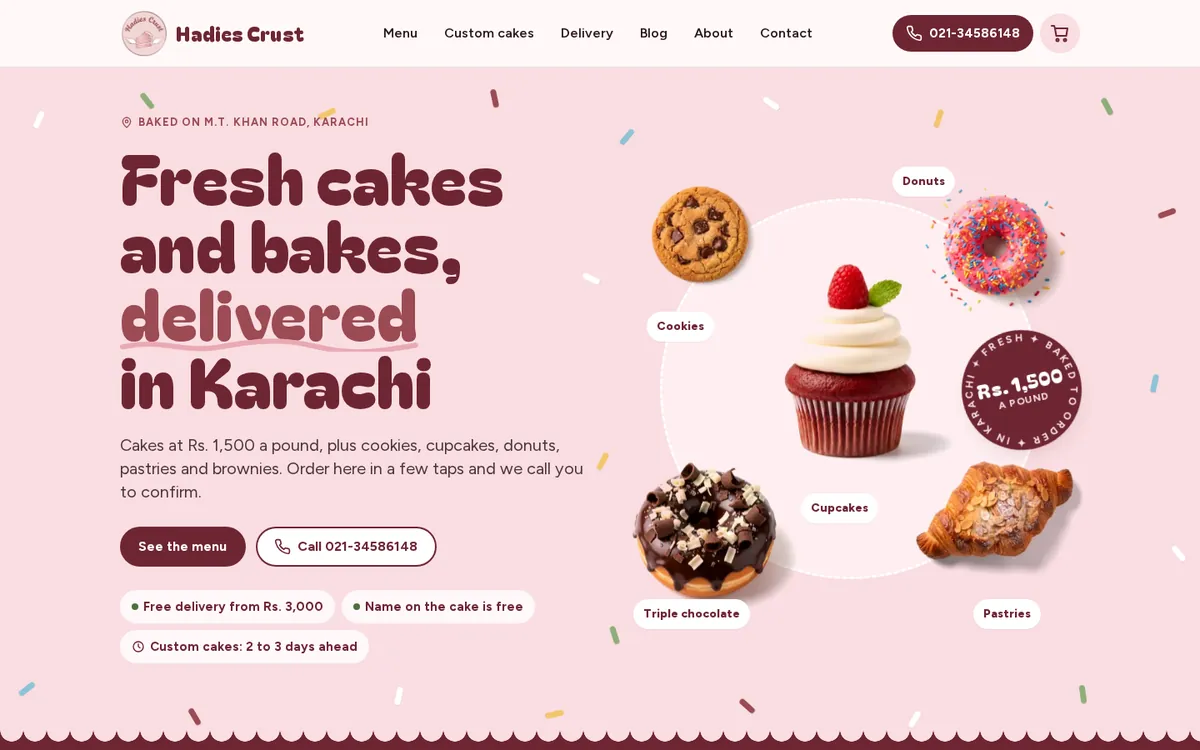 Hadie's Crust website home page