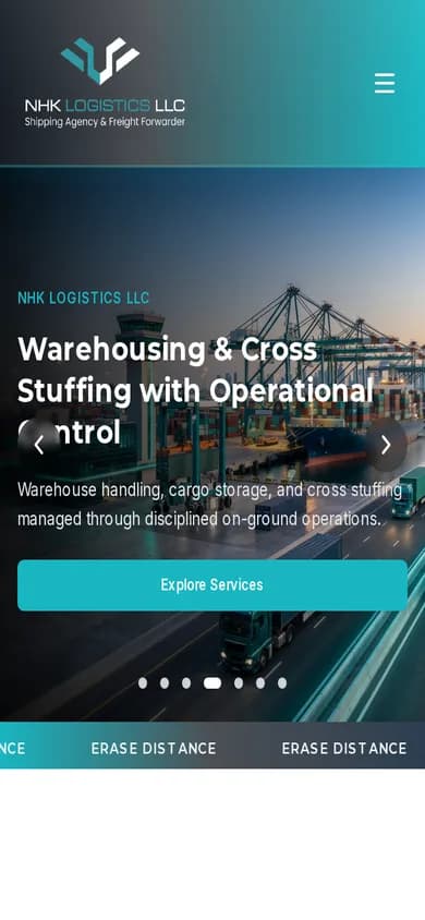 NHK Logistics website on a phone