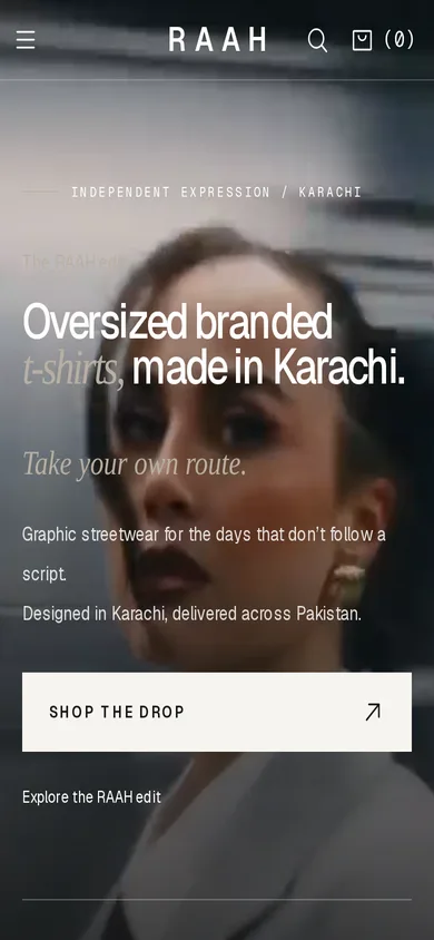 RAAH Fits website on a phone
