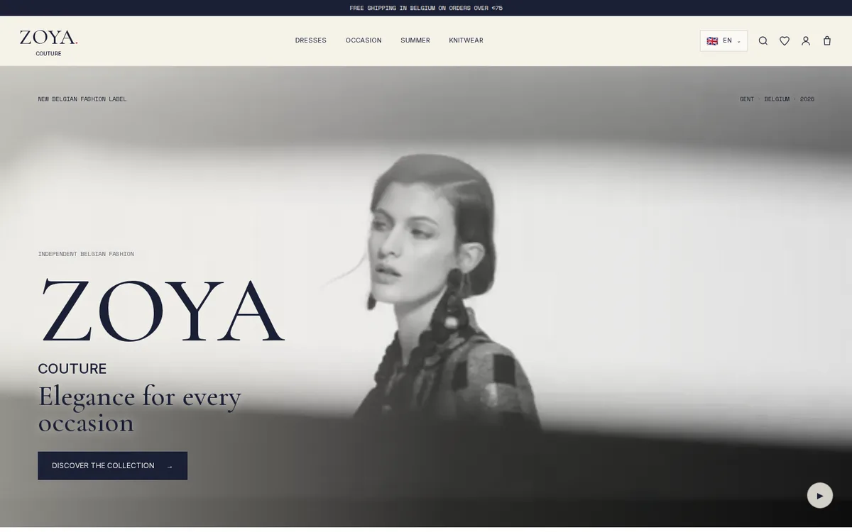 Zoya Couture website home page