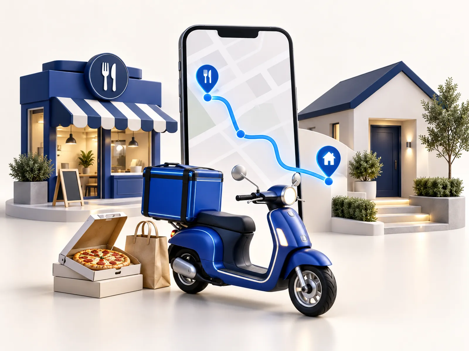 Food delivery app concept illustration