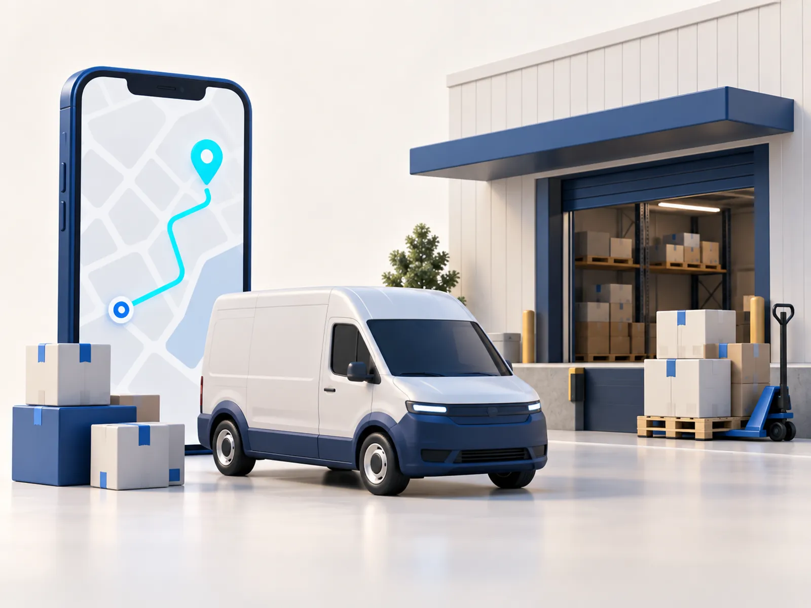 Logistics and delivery app concept illustration