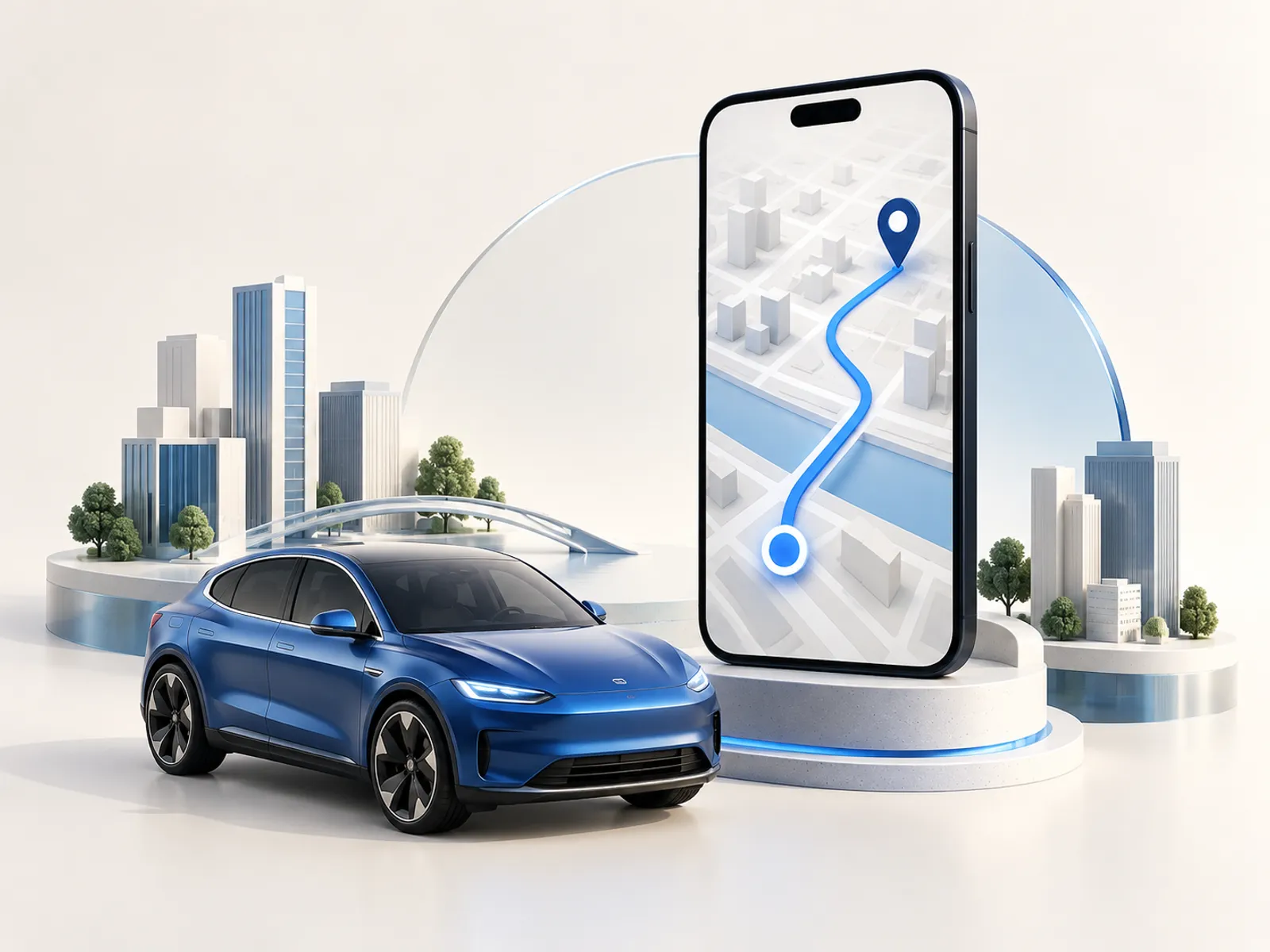 Taxi and ride-hailing app concept illustration