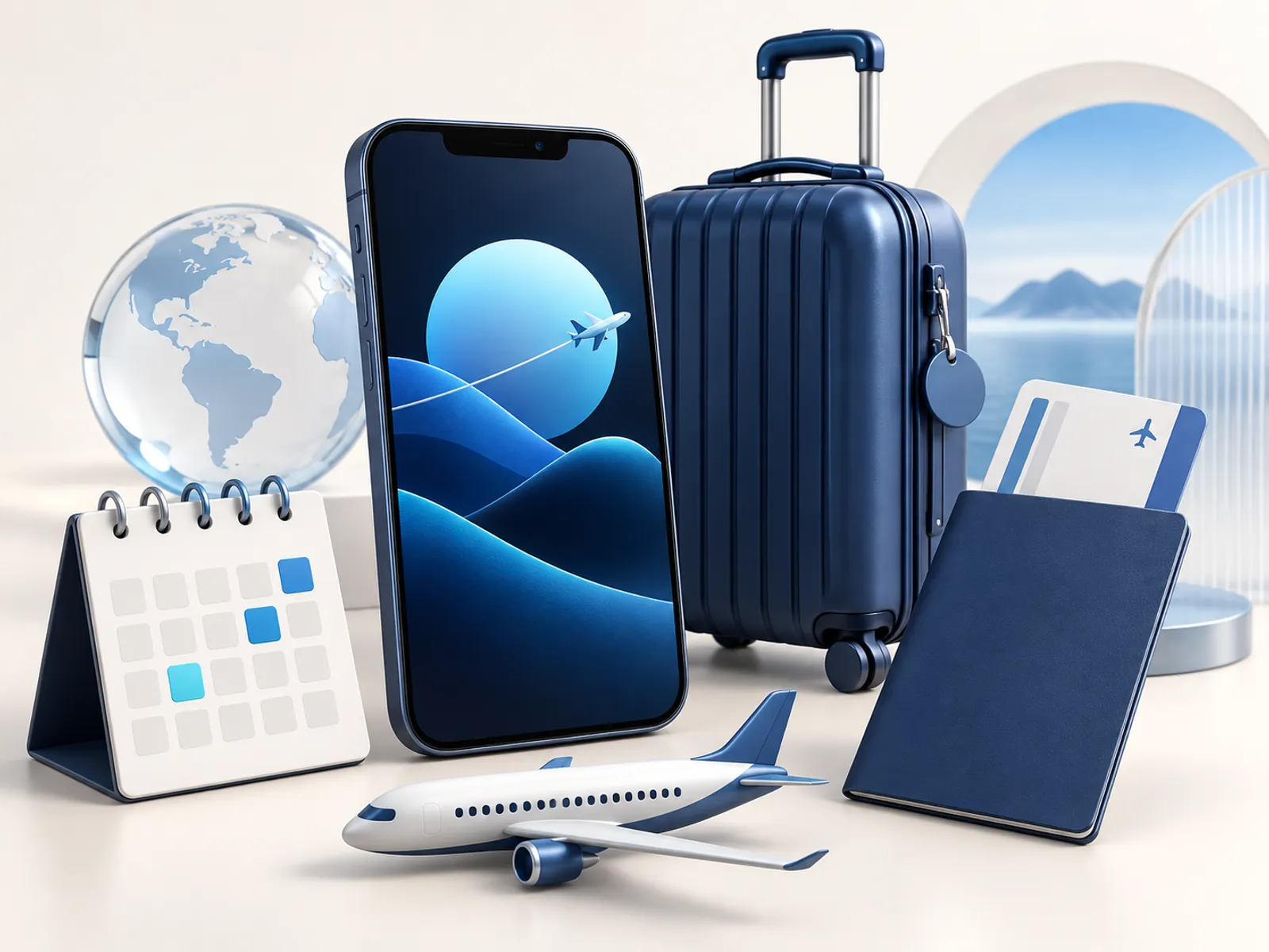 Travel booking app concept illustration
