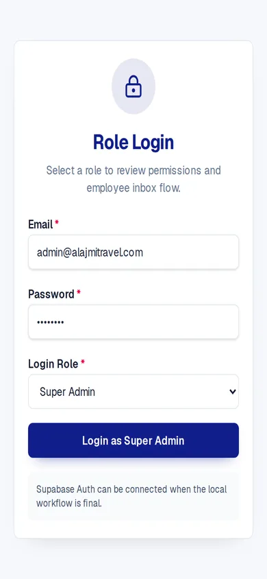 Al Ajmi Travels website on a phone