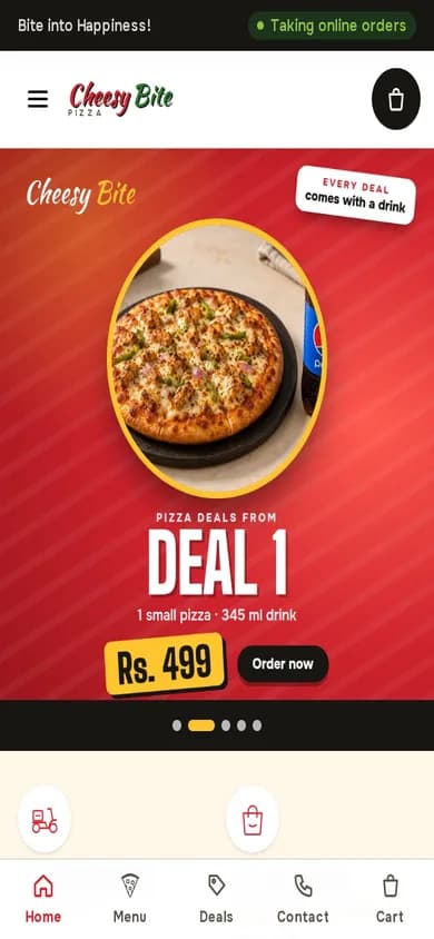 Cheesy Bite website on a phone