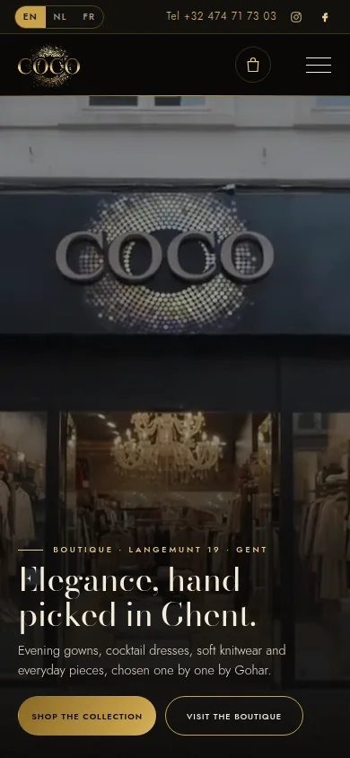 COCO by Gohar website on a phone